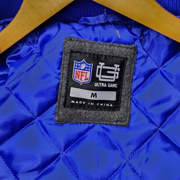 Buffalo Bills Jacket Bomber Coat Varsity Button NFL Mens Medium Embroidered - Picture 7 of 14